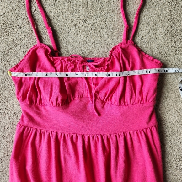 Pink Milkmaid Spaghetti Strap Tank Midi Dress Cotton Cottagecore Size Medium - Picture 6 of 11